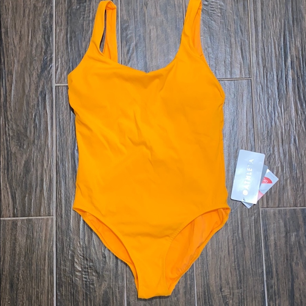 Athleta scoop one piece bright orange swimsuit